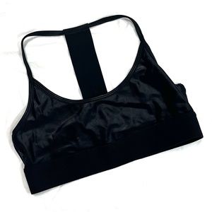 Noli Yoga Liquid Studio Bra - Black Gloss Racerback Top - Size Medium